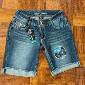 Ariya Jeans Curvy Bermuda Jean Shorts Coastal Cowgirl Cuffed Women's Size 5/6